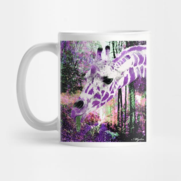 GIRAFFE ENCOUNTER IN PURPLE VIOLET AND WHITE by Overthetopsm